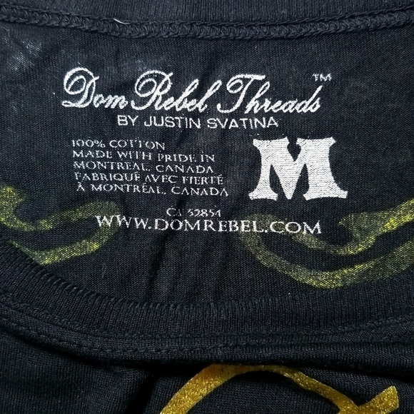 Dom Rebel Women's Tee-Shirt Size M Gold Angel Wing by Justin Svatina Black - Picture 4 of 4